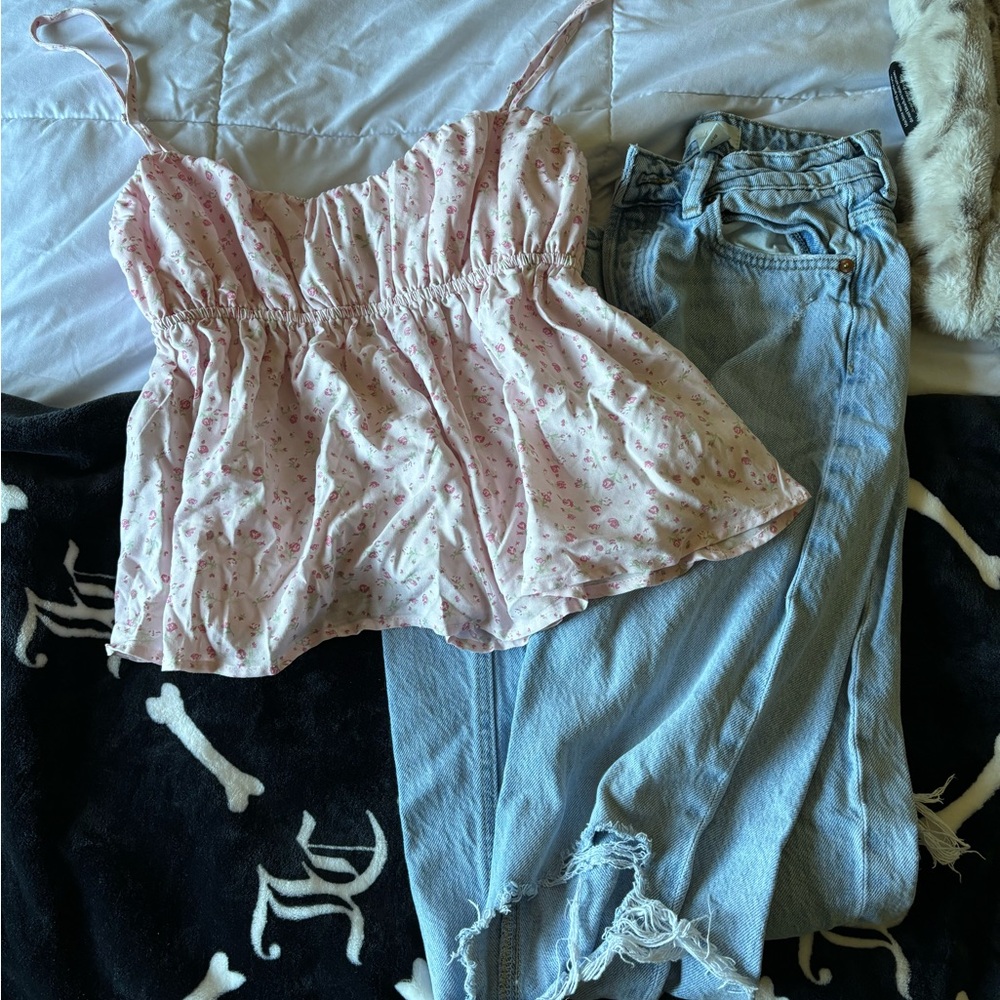 Charlotte Russe Light Pink Floral Tank Top